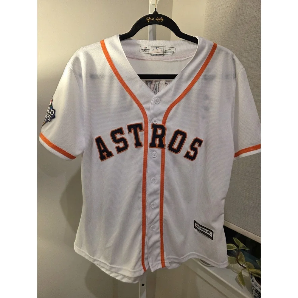 BASEBALL HOUSTON ASTROS SHIRT MAJESTIC SIZE L ADULT SPRINGER 4 World Series 2019
